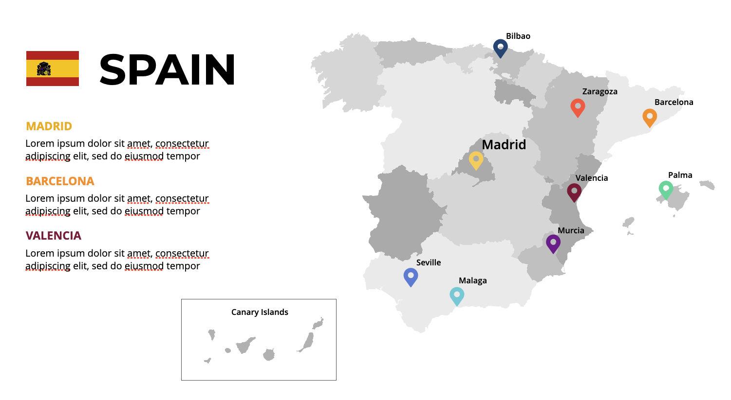 Spain Infographics Map editable PPT & Keynote