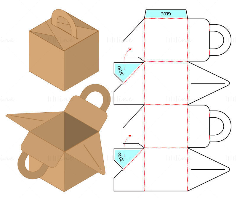 Special hand-held packaging box dieline pattern vector EPS