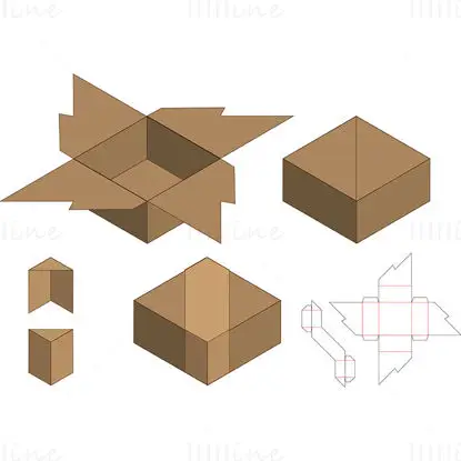 Special lock packaging box dieline vector
