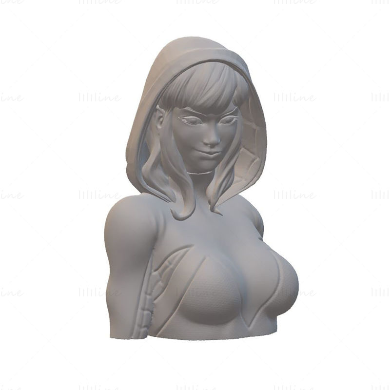 Spider Gwen Bust 3D-modell Klar til å skrive ut STL