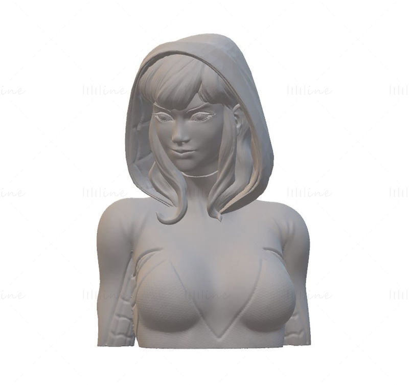 Spider Gwen Bust 3D model pripravljen za tiskanje STL