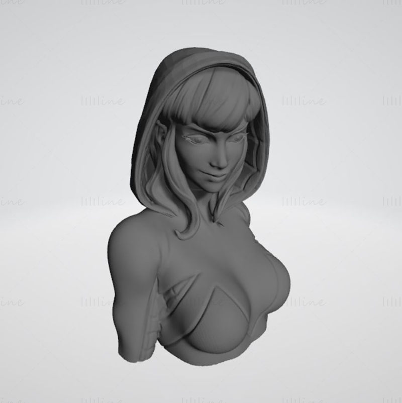 女版蜘蛛侠格温·斯黛西半身像手办3D打印模型STL
