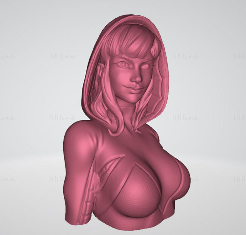 Spider Gwen Bust 3Dモデル STLを印刷する準備ができました