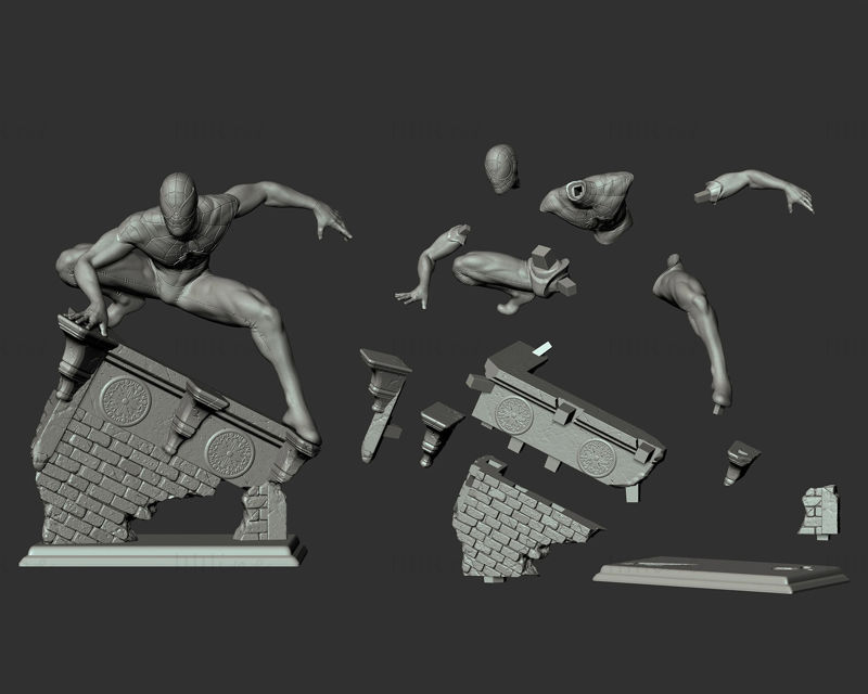 スパイダーマン - マイルズ・モラレス 3Dモデル STLを印刷する準備ができました