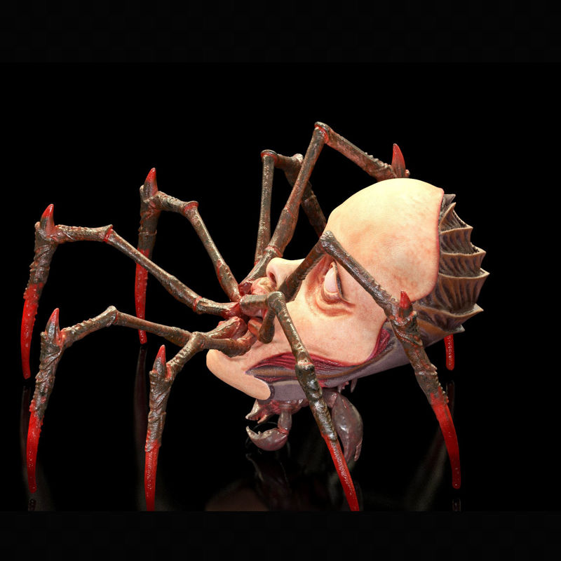 Spider with human face 3d printing model STL