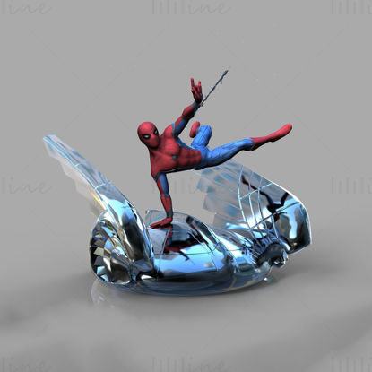 Spiderman Marvel miniatuur 3D-model klaar om af te drukken STL