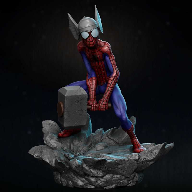 蜘蛛侠雷神雕像 3D 模型准备打印 STL