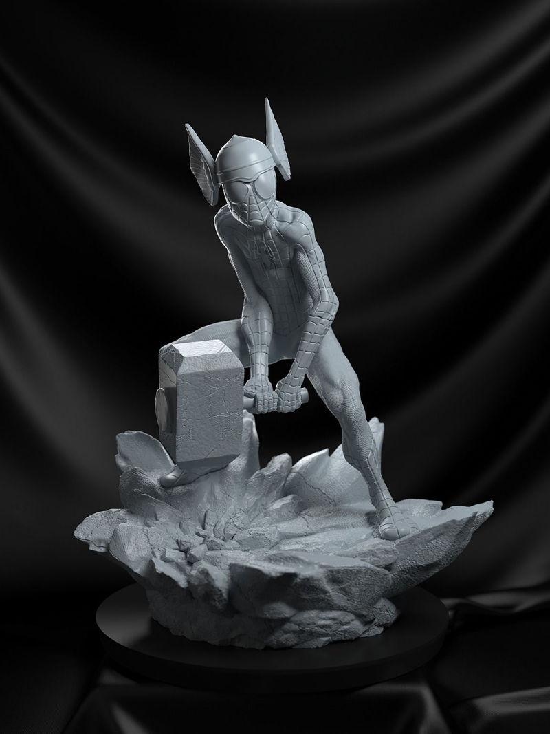 蜘蛛侠雷神雕像 3D 模型准备打印 STL