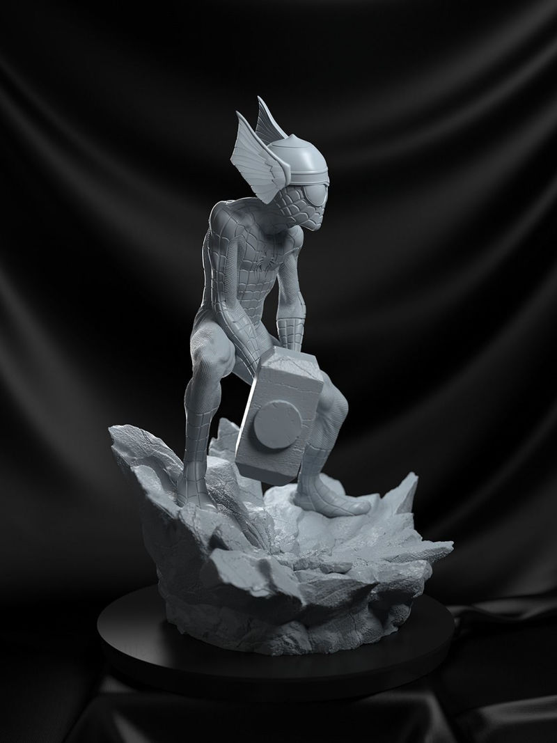 3D модел статуи на Спайдърмен Тор, готов за печат STL