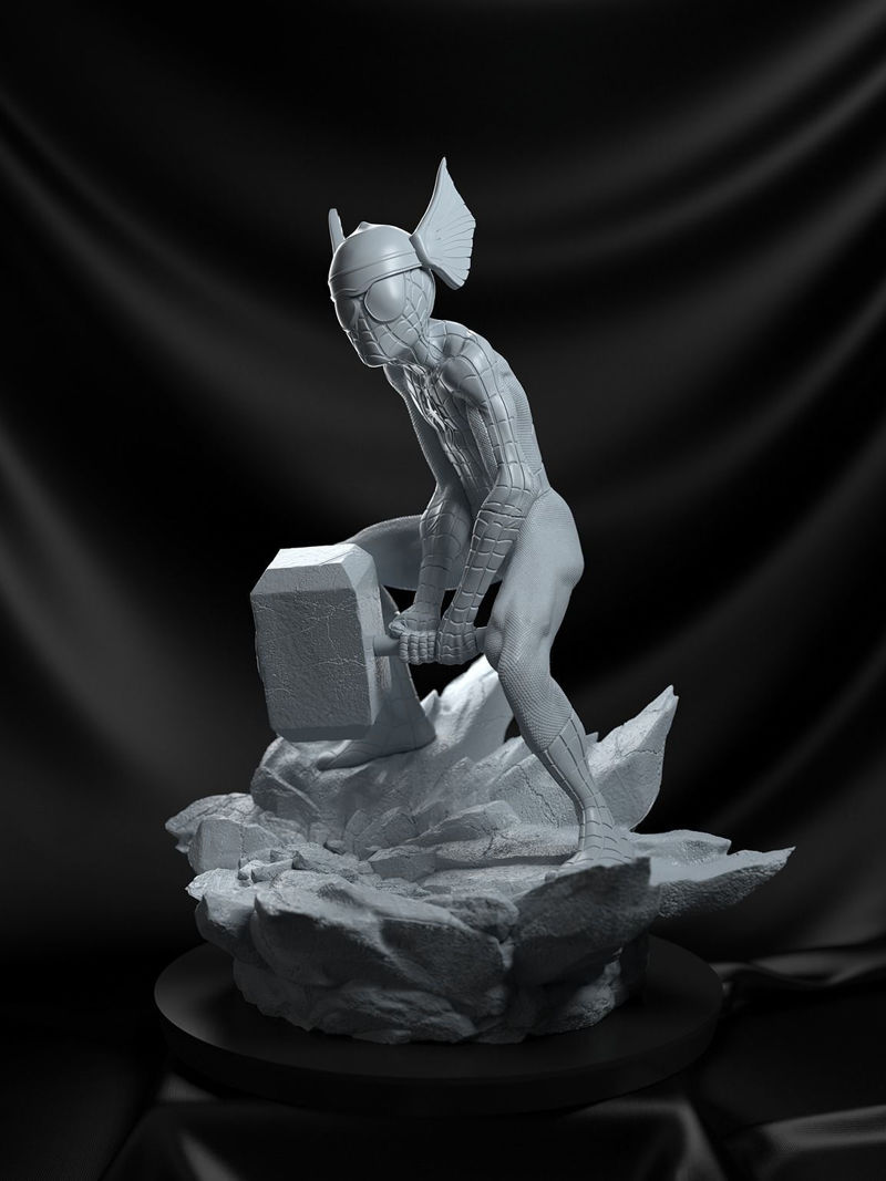 3D модел статуи на Спайдърмен Тор, готов за печат STL