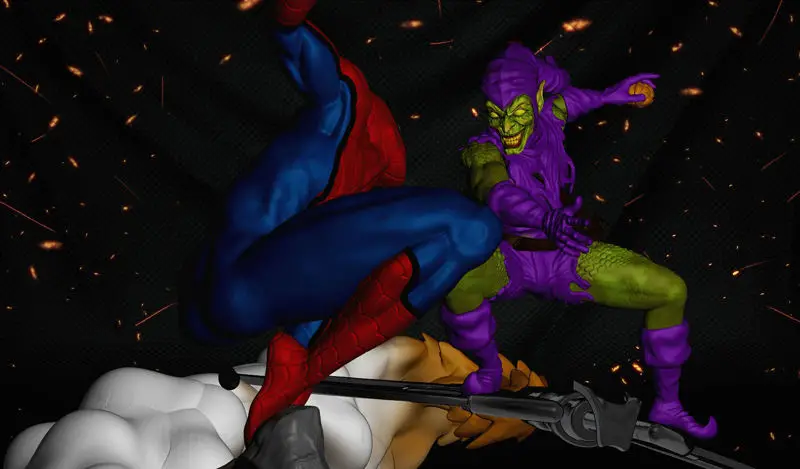 SpiderMan versus Green Goblin 3D-printmodel STL
