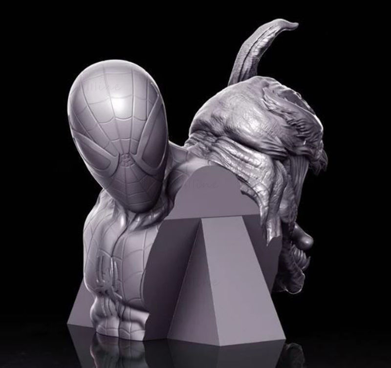 Spiderman vs venom bust 3D Model Ready to Print