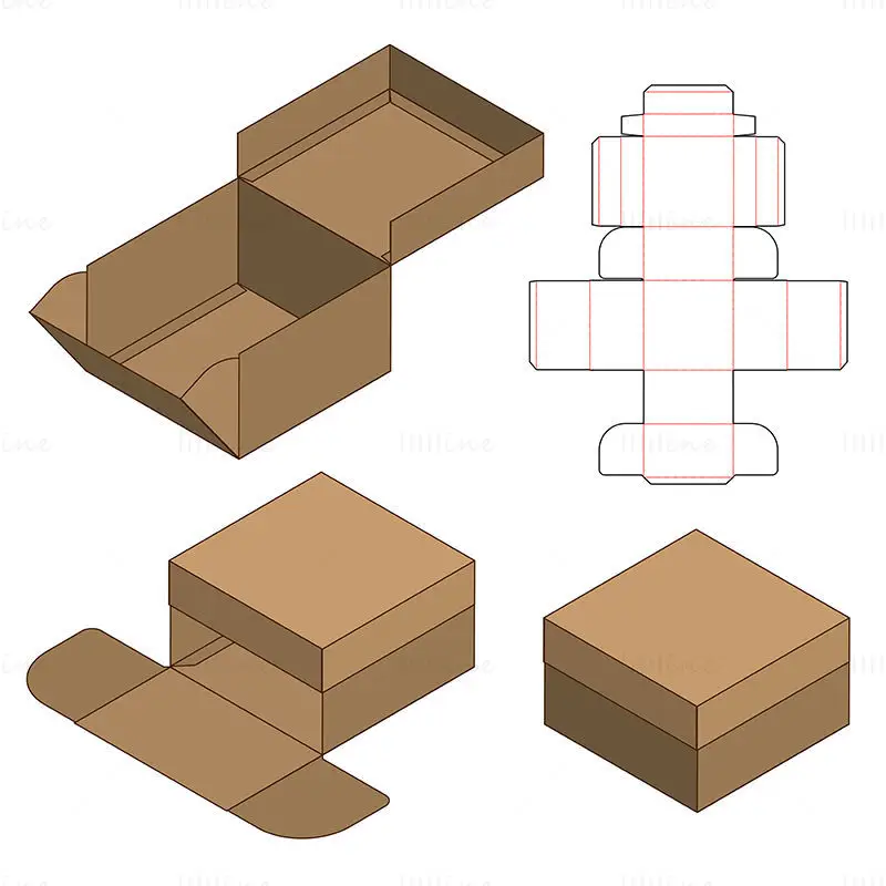 Square box dieline vector