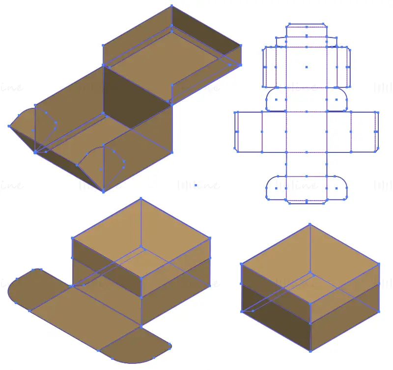 Square box dieline vector