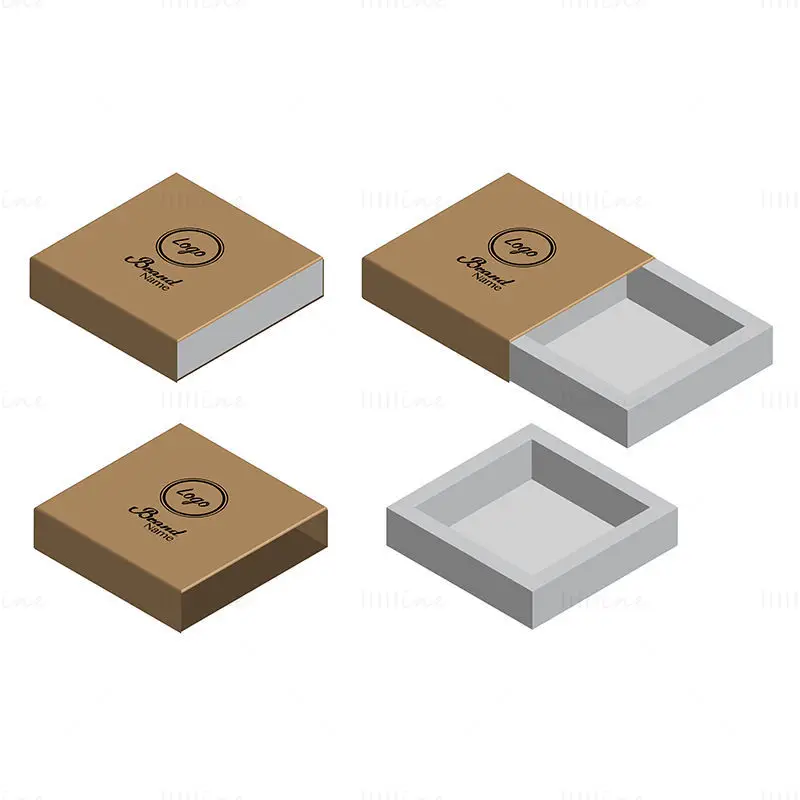 Square Drawer Box dieline vector