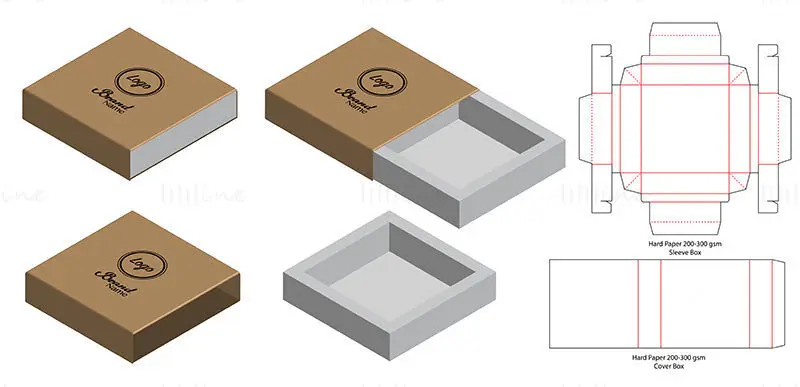 Square Drawer Box dieline vector