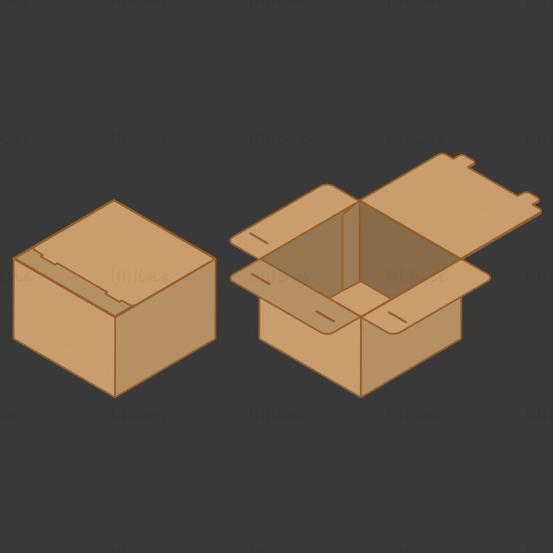 Square paper box dieline vector EPS