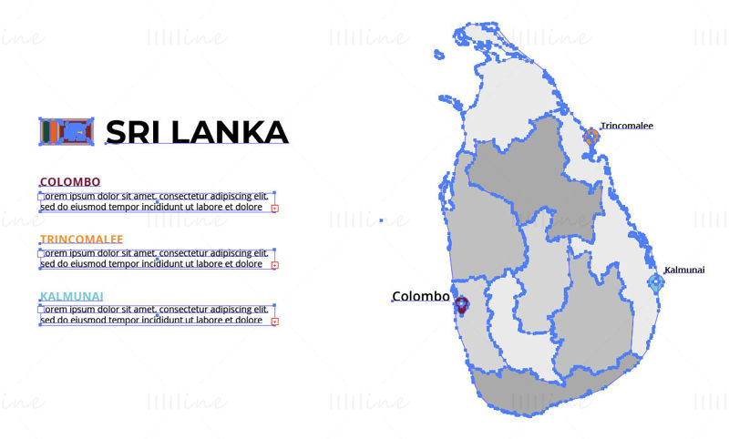 Sri Lanka harita vektörü