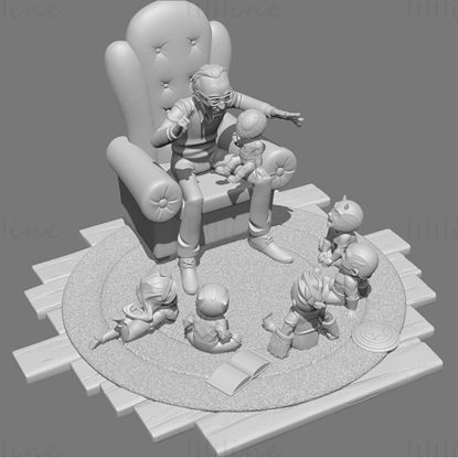 Stan Lee and Marvel Kids Diorama 3D Model Ready to Print