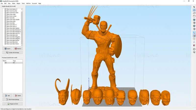 Modello di stampa 3D di Stan Lee Heroes stl