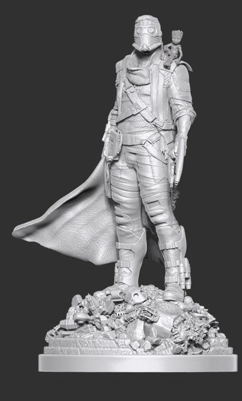 3D model sochy hvězdného lorda Petera Quilla připravený k tisku