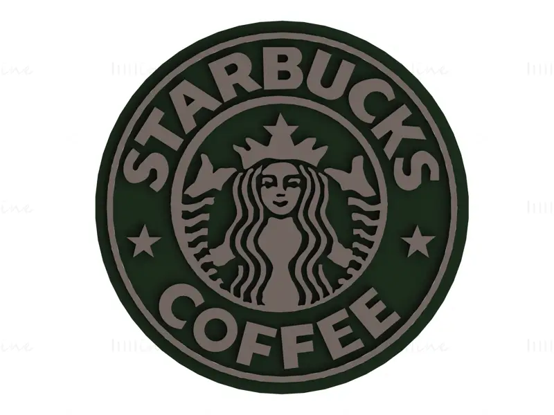 Starbucks Coffee Logo Oberflächenmodellierung 3D-Druckmodell STL