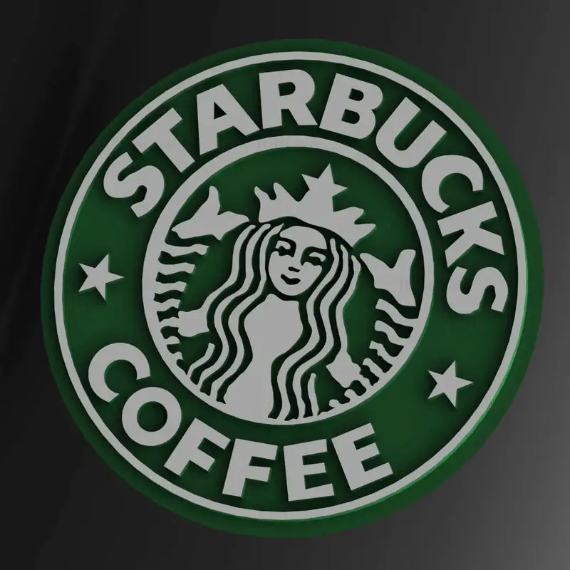 Starbucks Coffee Logo Oberflächenmodellierung 3D-Druckmodell STL