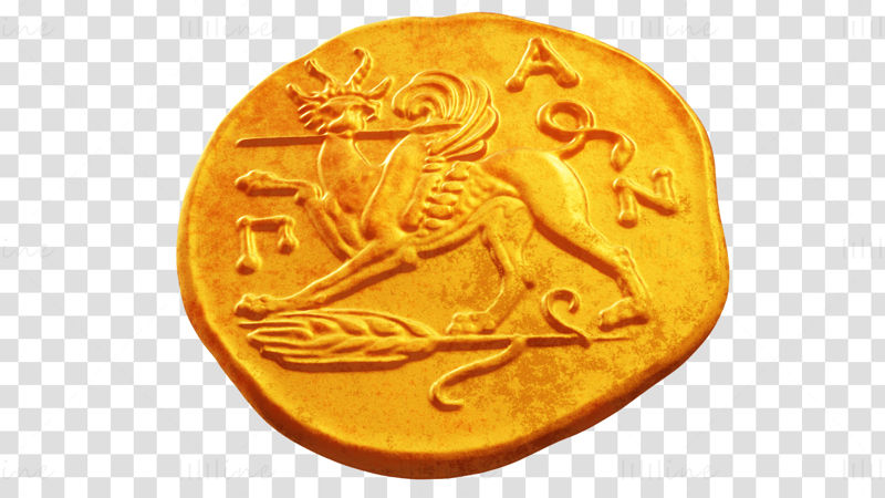 stater Pantikapaion gold coin 3d model
