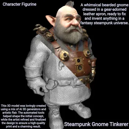 Steampunk Gnome Tinkerer 3D Baskı Modeli