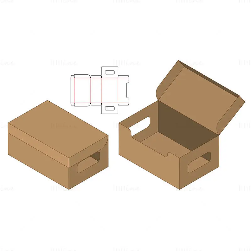 Storage box package dieline vector