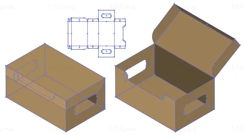 Storage box package dieline vector
