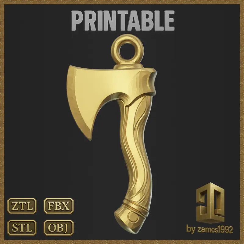 Stylizovaný 3D model šperků se sekerou