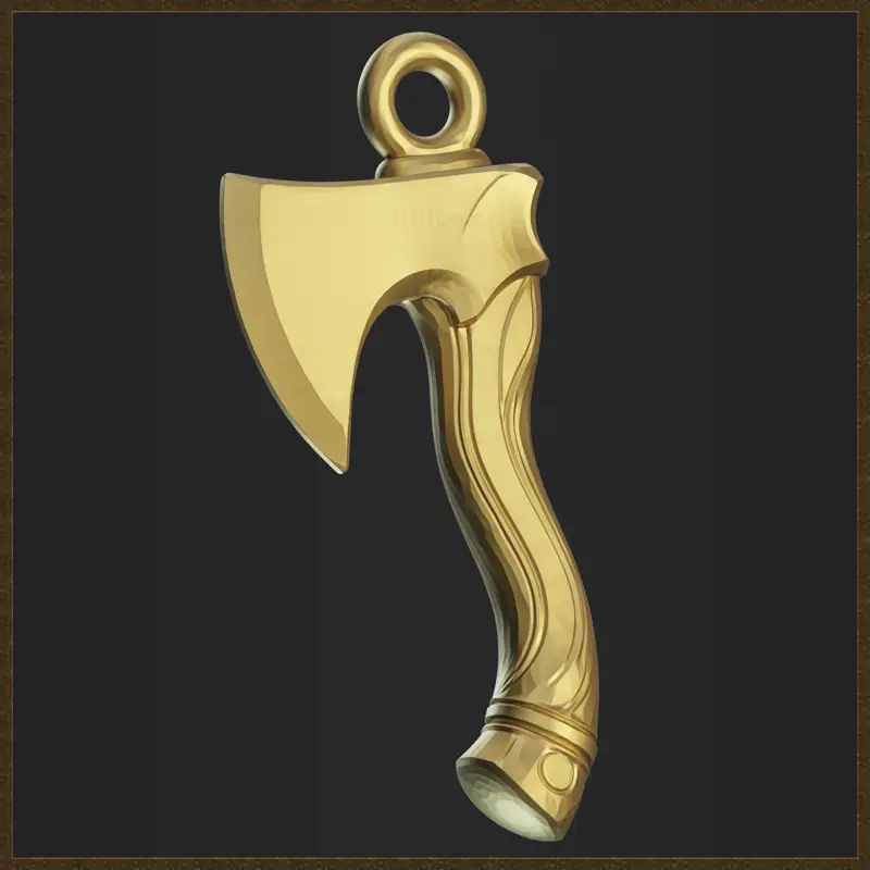 Stylizovaný 3D model šperků se sekerou