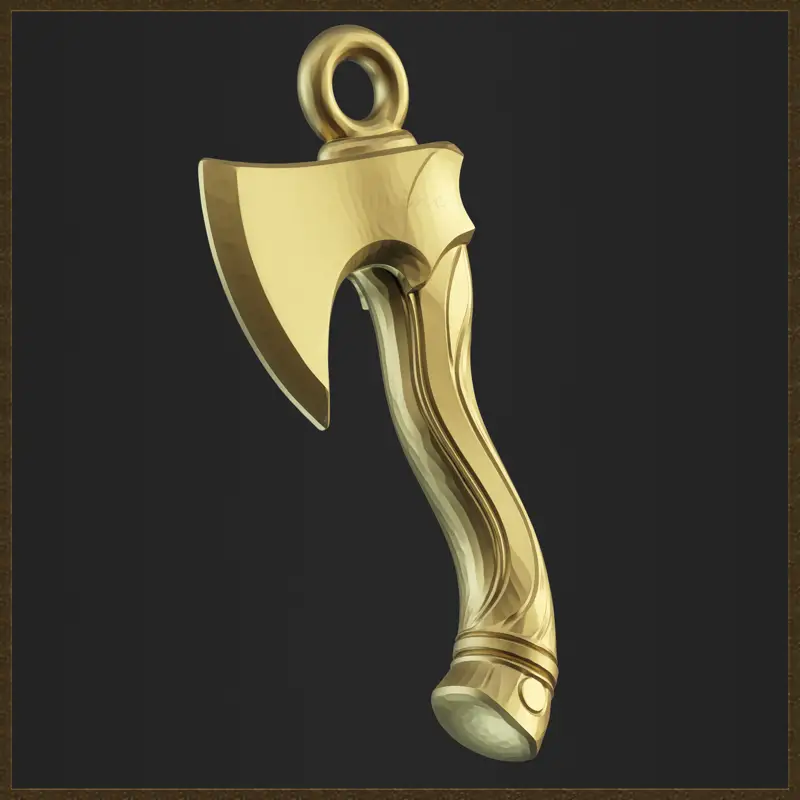 Stylizovaný 3D model šperků se sekerou