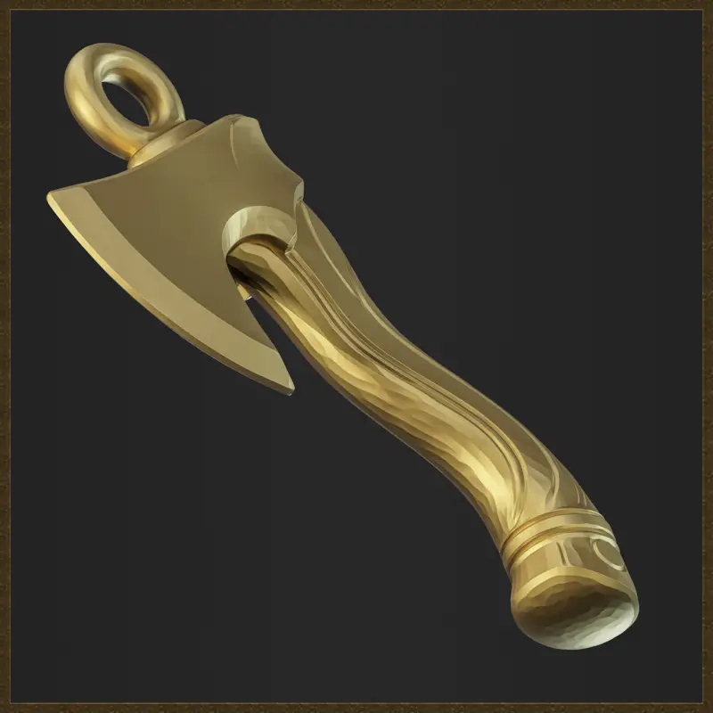 Stylizovaný 3D model šperků se sekerou