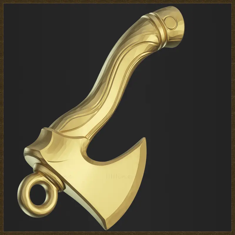 Stylizovaný 3D model šperků se sekerou