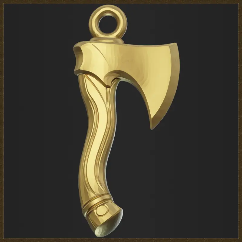 Stylizovaný 3D model šperků se sekerou