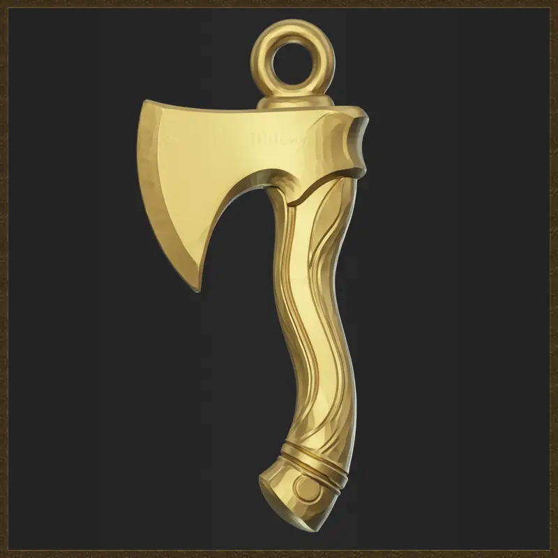 Stylizovaný 3D model šperků se sekerou