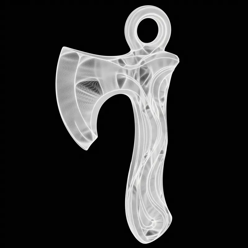 様式化された斧のジュエリーデザインの3Dプリントモデル
