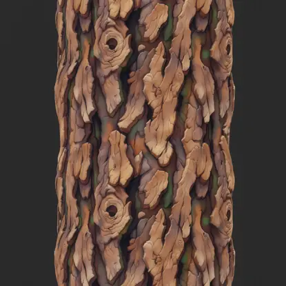 Stylized Bark with Holes Seamless Texture