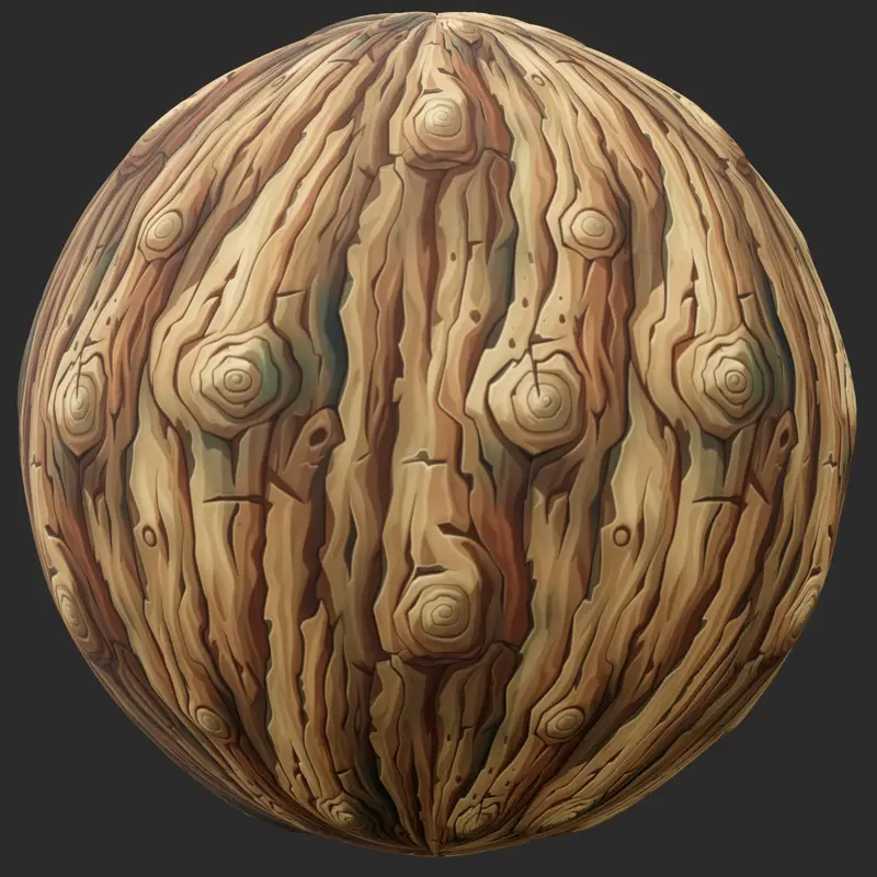 Stylized Bark with Wood Knot Seamless Texture
