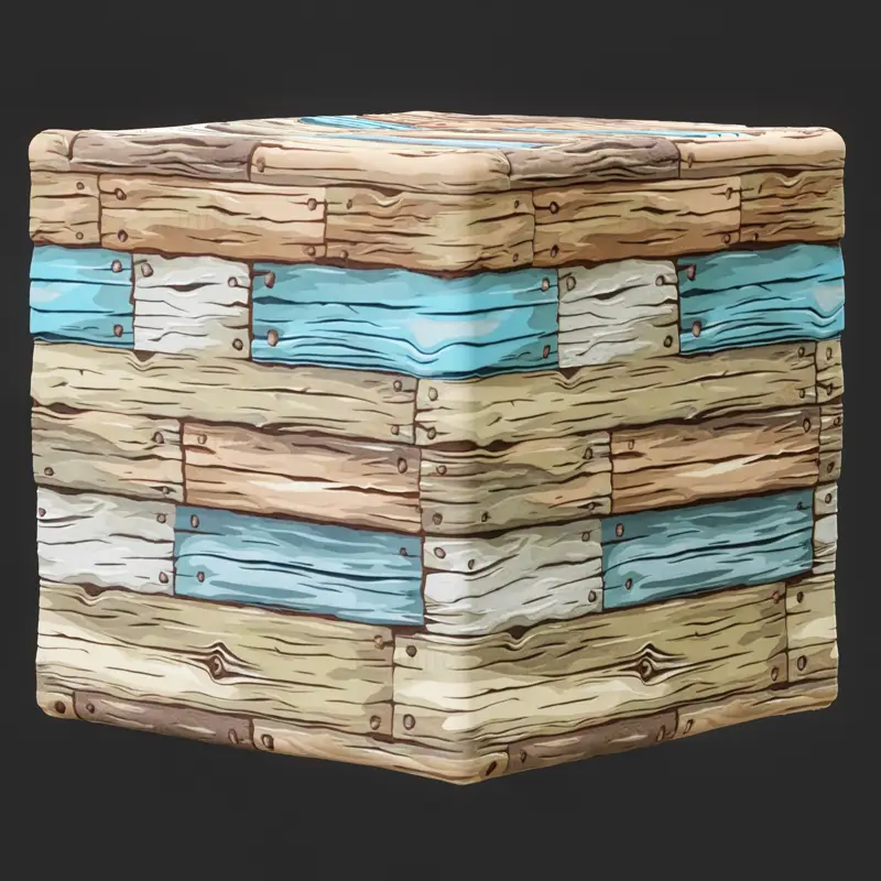 Stylized Blue Brown Wood Seamless Texture