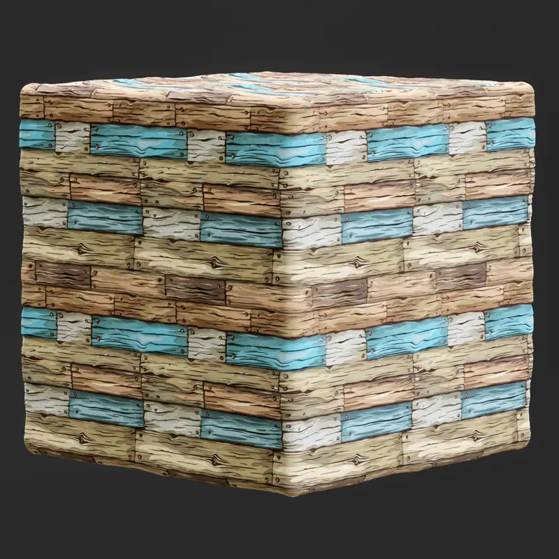 Stylized Blue Brown Wood Seamless Texture