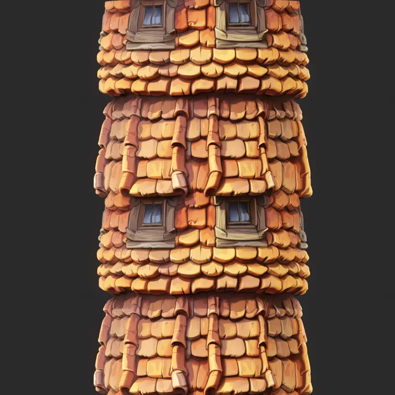 Стилизованная коричневая крыша и бесшовная текстура окон