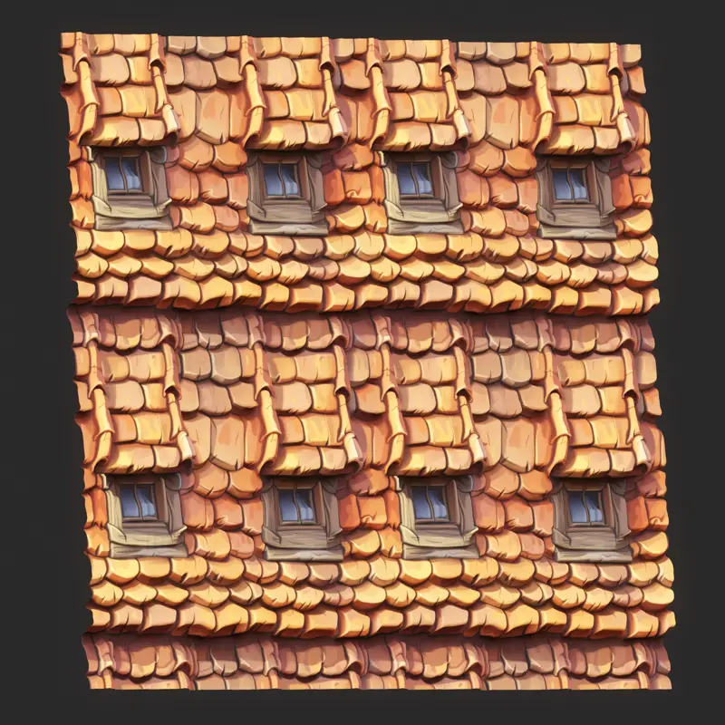 Stylized Brown Roof and Window Seamless Texture