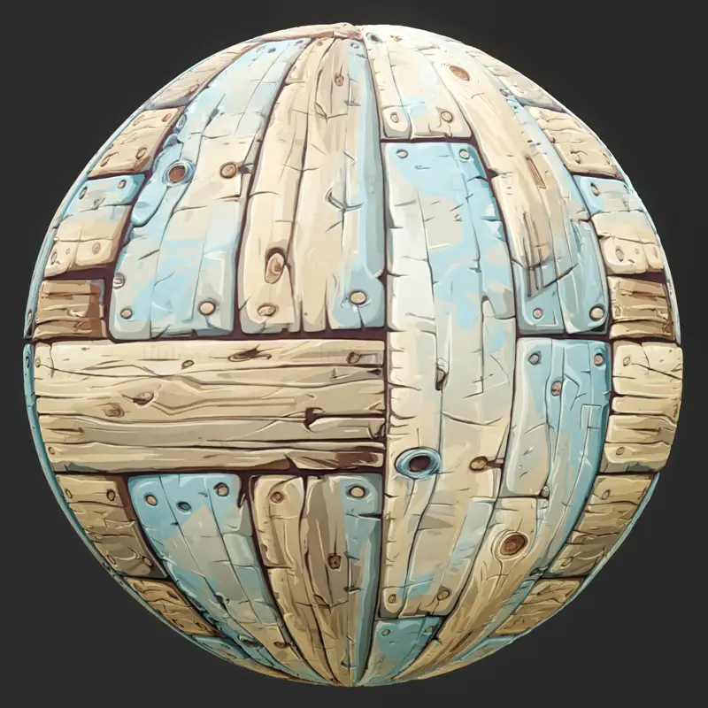 Stylized Cartoon Blue Wood Seamless Texture