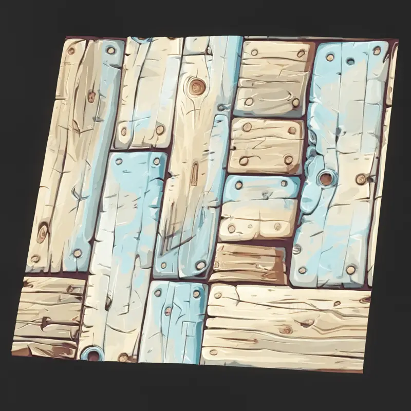 Stylized Cartoon Blue Wood Seamless Texture