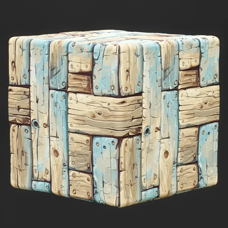 Stylized Cartoon Blue Wood Seamless Texture