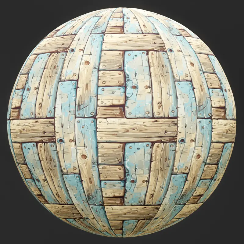 Stylized Cartoon Blue Wood Seamless Texture