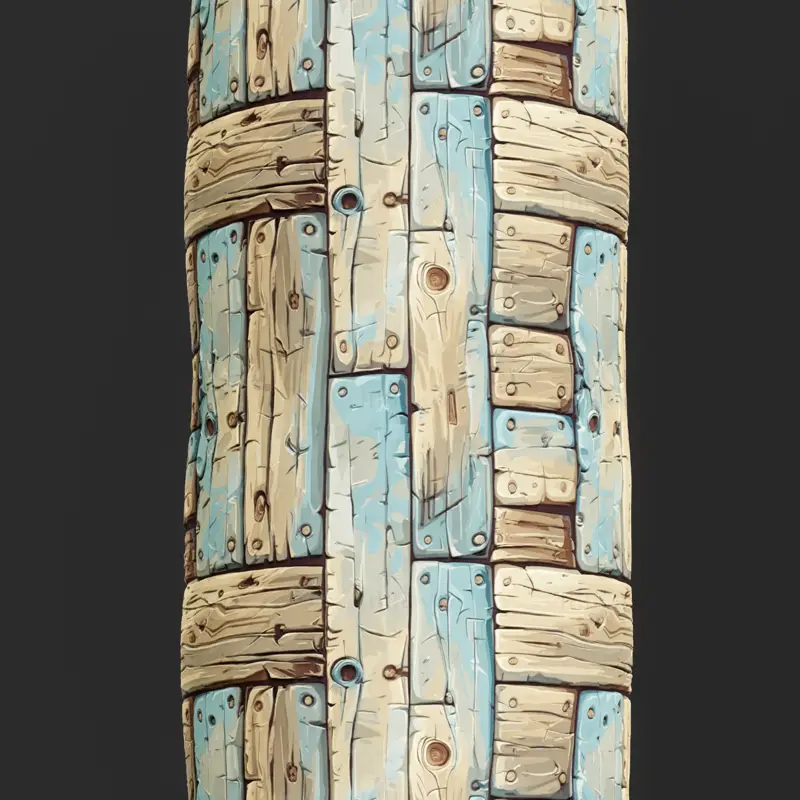 Stylized Cartoon Blue Wood Seamless Texture